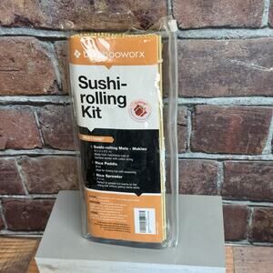 Bambooworx Sushi Rolling Kit NIP Makusi Mats Rice Paddle‎ Spreader Utensils